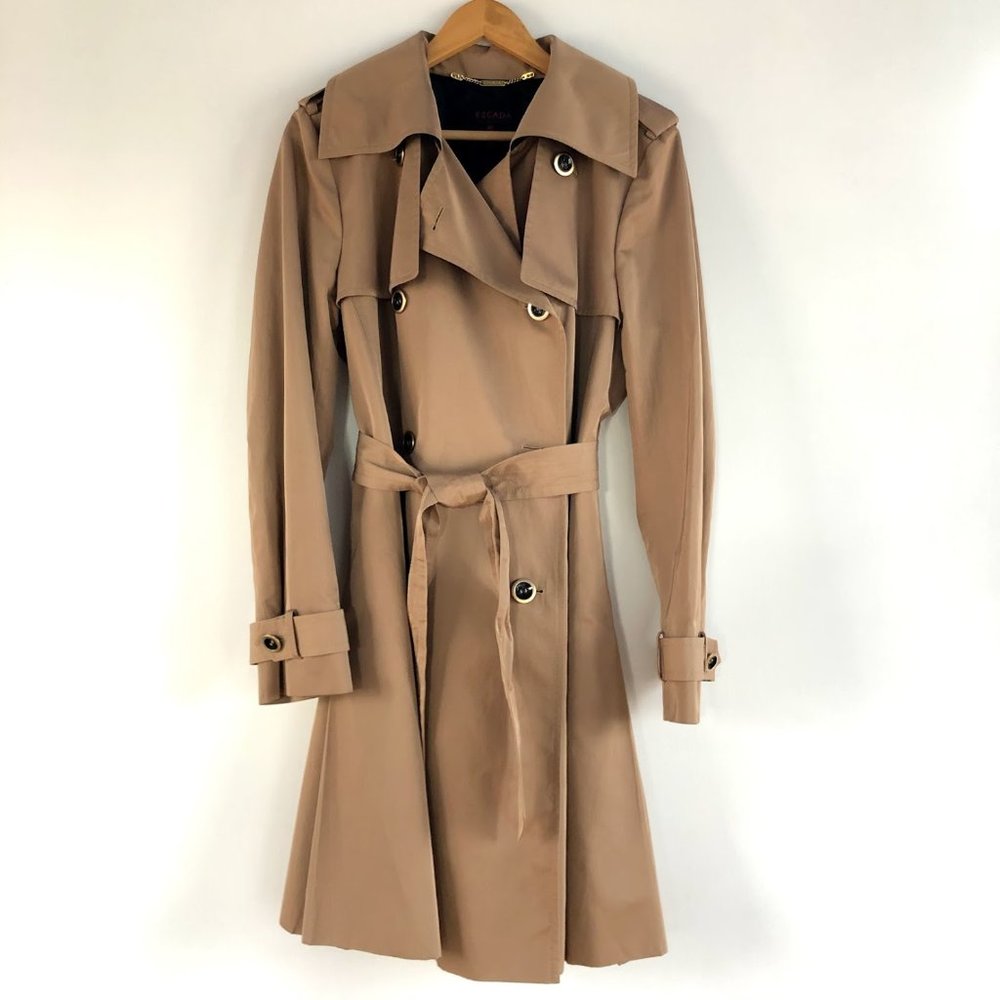 Escada Camel Trench Coat Women's Size Medium